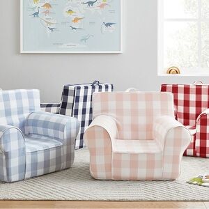 Pottery Barn Kids Anywhere Chair- Chambray Blue Buffalo Check Slipcover Only